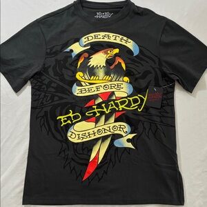 NWT Ed Hardy Men's Death Before Dishonor small Tee with Eagle tattoo Graphic